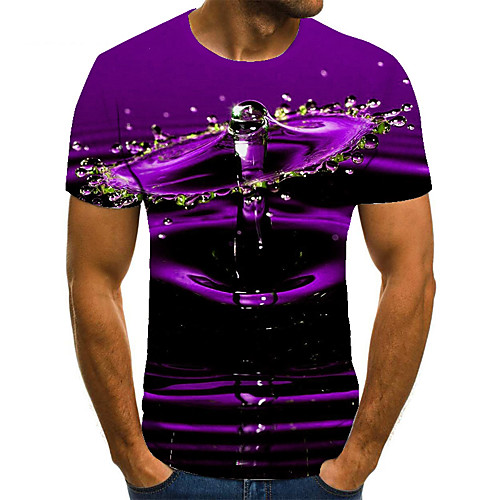 

Men's Unisex Tee T shirt 3D Print Graphic Prints Spray Plus Size Print Short Sleeve Casual Tops Basic Fashion Designer Big and Tall Purple