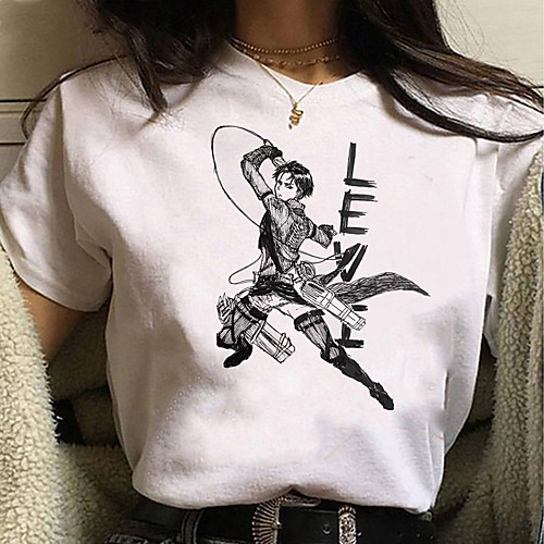 

Inspired by Attack on Titan Cosplay Anime Cartoon Polyester / Cotton Blend Print Harajuku Graphic Kawaii T-shirt For Women's / Men's