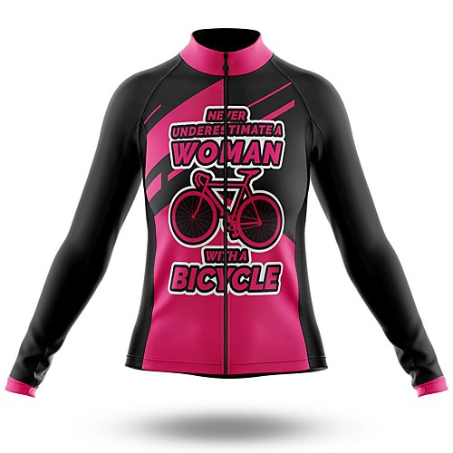 

21Grams Women's Long Sleeve Cycling Jersey Summer Spandex Polyester Rose Red Bike Jersey Top Mountain Bike MTB Road Bike Cycling Quick Dry Moisture Wicking Breathable Sports Clothing Apparel