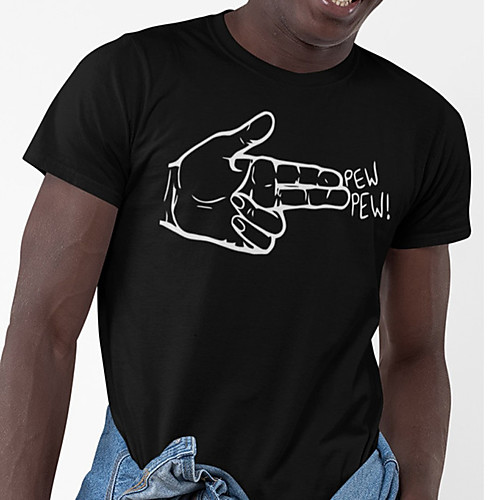 

Men's Unisex Tee T shirt Hot Stamping Graphic Prints Gesture Letter Plus Size Print Short Sleeve Casual Tops Cotton Basic Designer Big and Tall Black