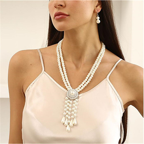 

Women's Pearl Pendant Necklace Classic Flower Fashion Alloy White 538 cm Necklace Jewelry 1pc For Anniversary Party Evening Birthday Party