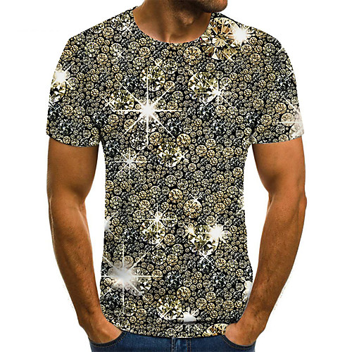 

Men's Unisex Tee T shirt 3D Print Graphic Prints Jewelry Plus Size Print Short Sleeve Casual Tops Basic Fashion Designer Big and Tall Brown