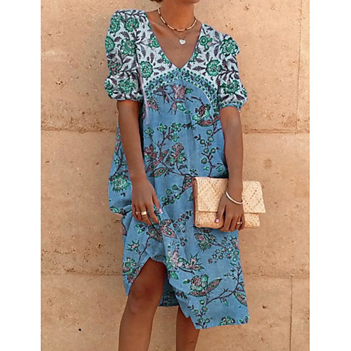 

Women's T Shirt Dress Tee Dress Knee Length Dress Blue Yellow Gray Orange Short Sleeve Solid Color Spring Summer 2021 M L XL 2XL 3XL