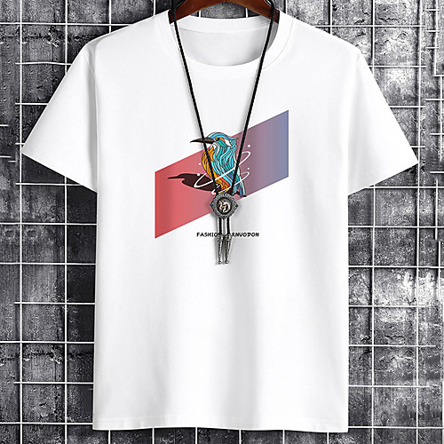 

Men's Unisex Tee T shirt Hot Stamping Graphic Prints Bird Letter Plus Size Print Short Sleeve Casual Tops Cotton Basic Fashion Designer Big and Tall White Black Khaki