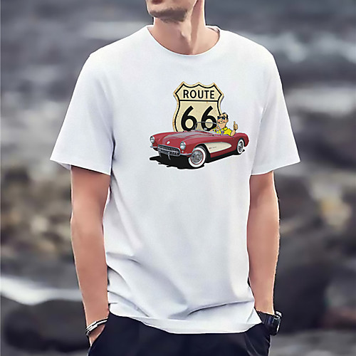 

Men's Unisex Tee T shirt Hot Stamping Graphic Prints Car Plus Size Print Short Sleeve Casual Tops Basic Fashion Designer Big and Tall White