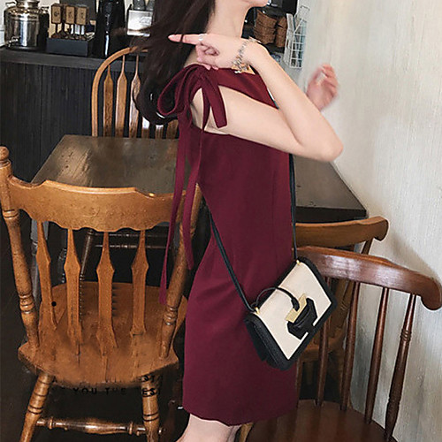 

A-Line Minimalist Vintage Party Wear Cocktail Party Dress V Neck Sleeveless Short / Mini Spandex with Bow(s) 2021