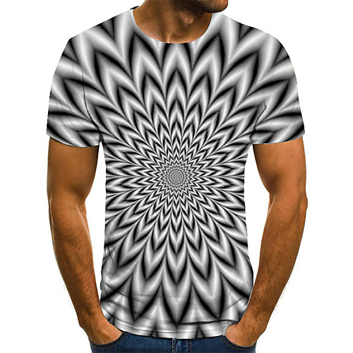 

Men's Unisex Tee T shirt 3D Print Optical Illusion Graphic Prints Plus Size Print Short Sleeve Casual Tops Basic Fashion Designer Big and Tall Gray