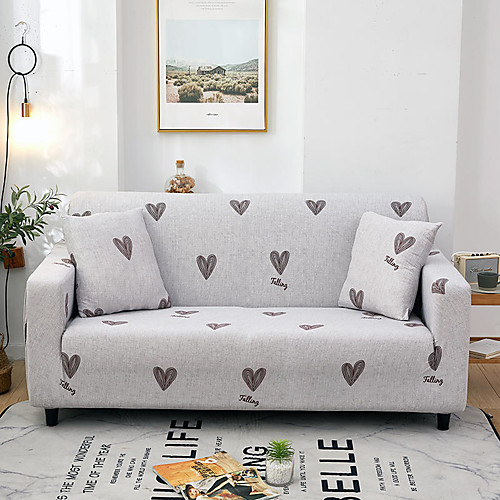 

Grey Heart Print Dustproof All-powerful Slipcovers Stretch Sofa Cover Super Soft Fabric Couch Cover With One Free Boster Case(Chair/Love Seat/3 Seats/4 Seats)