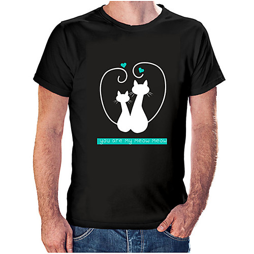 

Men's Unisex Tee T shirt Hot Stamping Cat Graphic Prints Letter Plus Size Print Short Sleeve Casual Tops Cotton Basic Fashion Designer Big and Tall White Wine Black