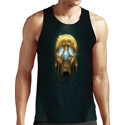 

Men's Unisex Tank Top Undershirt 3D Print Graphic Prints Skull Plus Size Print Sleeveless Casual Tops Basic Designer Big and Tall Black