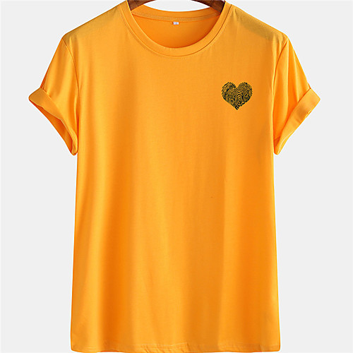

Men's Unisex Tee T shirt Hot Stamping Heart Graphic Prints Plus Size Short Sleeve Casual Tops 100% Cotton Basic Designer Big and Tall White Blue Yellow