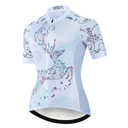 

21Grams Women's Short Sleeve Cycling Jersey Summer Spandex Polyester White Bike Jersey Top Mountain Bike MTB Road Bike Cycling Quick Dry Moisture Wicking Breathable Sports Clothing Apparel / Stretchy