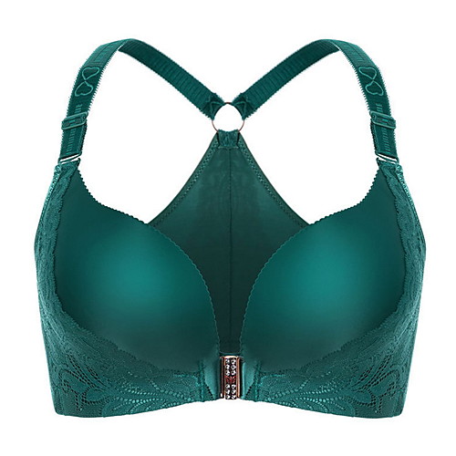 

Women's Bras & Bralettes Push-up 3/4 Cup Lace Solid Color Sexy Gray