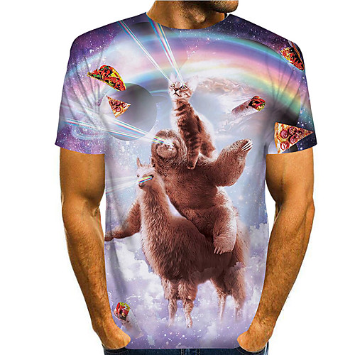 

Men's Tee T shirt 3D Print Graphic Prints Animal Print Short Sleeve Daily Tops Casual Designer Big and Tall White