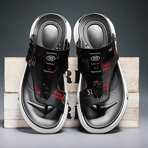 

Men's Sandals Beach Daily Nappa Leather Breathable Non-slipping Wear Proof White Black Gray Summer