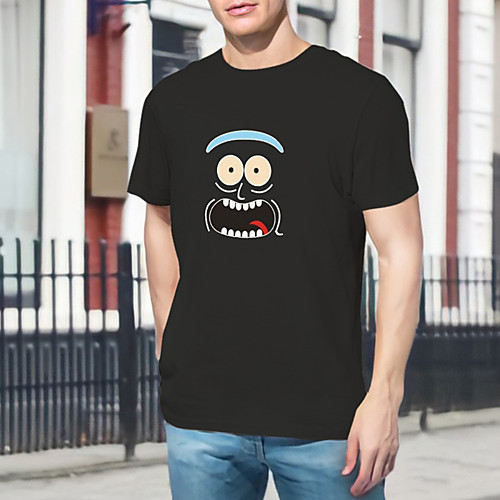 

Men's Unisex T shirt Shirt Hot Stamping Cartoon Plus Size Print Short Sleeve Daily Tops 100% Cotton Basic Casual Round Neck White Black Navy Blue / Summer