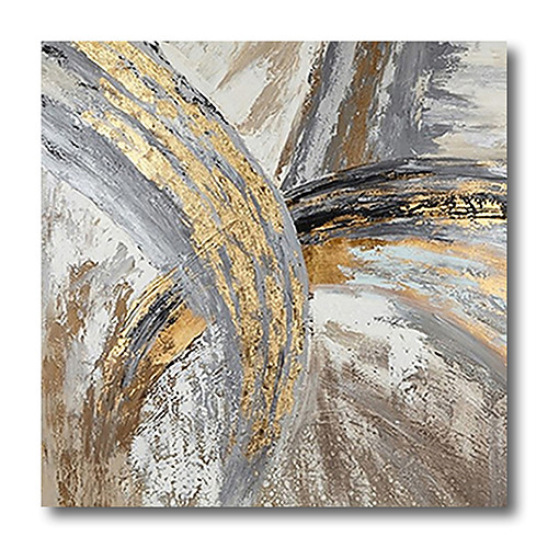 

Oil Painting Handmade Hand Painted Wall Art Abstract Modern Golden Grey Home Decoration Dcor Stretched Frame Ready to Hang