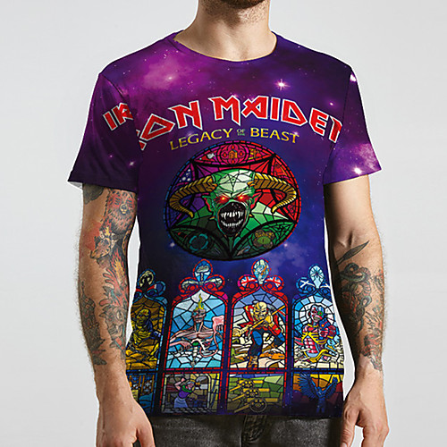

Men's Unisex Tee T shirt 3D Print Anime Graphic Prints Plus Size Print Short Sleeve Casual Tops Basic Designer Big and Tall Purple