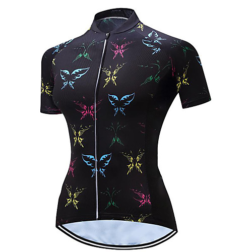 

21Grams Women's Short Sleeve Cycling Jersey Summer Spandex Polyester Black Butterfly Bike Jersey Top Mountain Bike MTB Road Bike Cycling Quick Dry Moisture Wicking Breathable Sports Clothing Apparel