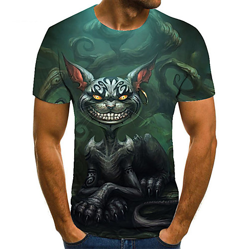 

Men's Unisex Tee T shirt 3D Print Graphic Prints Monster Plus Size Print Short Sleeve Casual Tops Basic Fashion Designer Big and Tall Blue