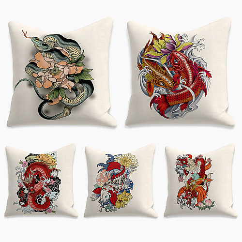 

Double Side Cushion Cover 5PC Faux Linen Soft Decorative Square Throw Pillow Cover Cushion Case Pillowcase for Sofa Bedroom Superior Quality Machine Washable