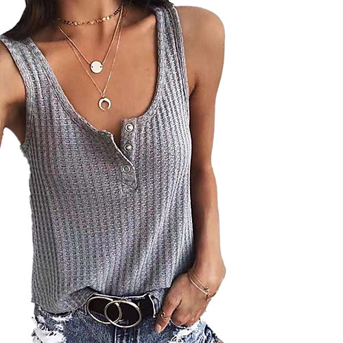 

Women's Blouse Plain Button U Neck Tops White Black Yellow