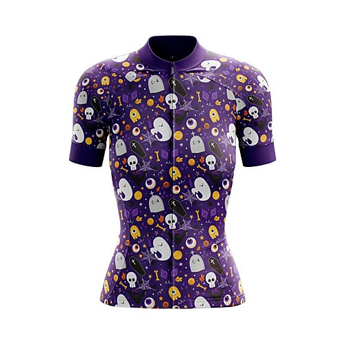 

21Grams Women's Short Sleeve Cycling Jersey Summer Spandex Polyester Purple Bike Jersey Top Mountain Bike MTB Road Bike Cycling Breathable Reflective Strips Back Pocket Sports Clothing Apparel