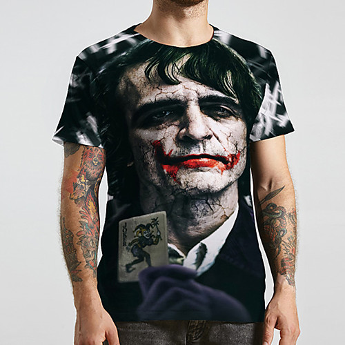 

Men's Unisex Tee T shirt 3D Print Graphic Prints Human Plus Size Print Short Sleeve Casual Tops Basic Designer Big and Tall Black