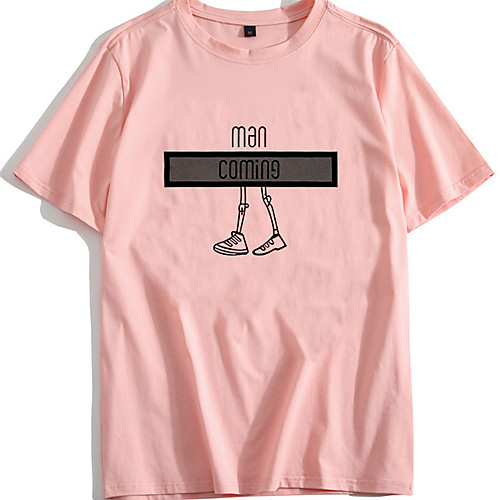 

Men's Unisex Tee T shirt Hot Stamping Graphic Prints Letter Plus Size Short Sleeve Casual Tops 100% Cotton Basic Vintage Designer Big and Tall White Black Blushing Pink
