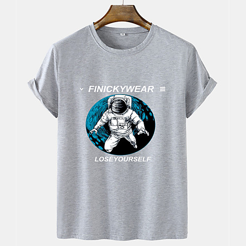 

Men's Unisex Tee T shirt Hot Stamping Graphic Prints Astronaut Short Sleeve Casual Tops 100% Cotton Basic Fashion Designer Comfortable Black Yellow Gray