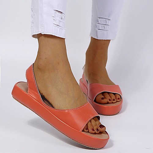 

Women's Sandals Comfort Shoes Wedge Heel PU Solid Colored White Yellow Red