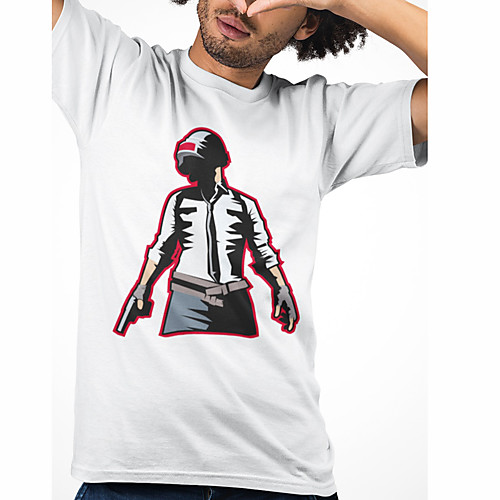 

Men's Unisex Tee T shirt Hot Stamping Graphic Prints Human Plus Size Print Short Sleeve Casual Tops Cotton Basic Designer Big and Tall White