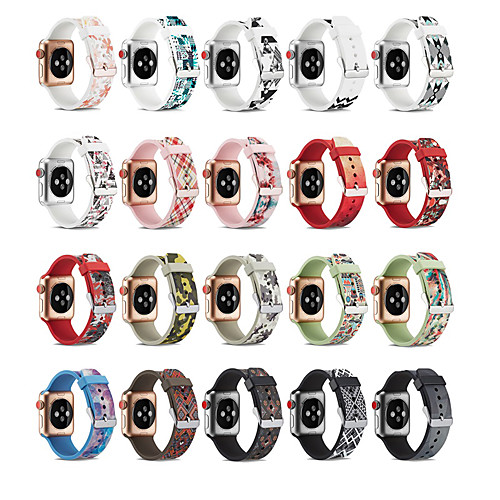 

Smart Watch Band for Apple iWatch 1 pcs Printed Bracelet Silicone Replacement Wrist Strap for Apple Watch Series SE / 6/5/4/3/2/1