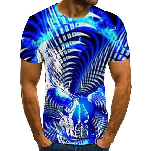 

Men's Unisex Tee T shirt 3D Print Abstract Graphic Prints Plus Size Print Short Sleeve Casual Tops Basic Fashion Designer Big and Tall Blue