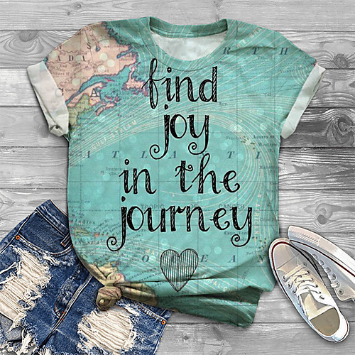 

Women's Plus Size Tops T shirt Graphic Letter Print Short Sleeve Crewneck Basic Blue Big Size XL XXL 3XL 4XL 5XL / Holiday