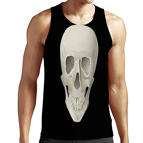

Men's Unisex Tank Top Undershirt 3D Print Graphic Prints Skull Plus Size Print Sleeveless Casual Tops Basic Designer Big and Tall Black