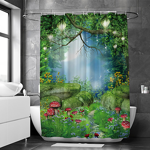 

Waterproof Fabric Shower Curtain Bathroom Decoration and Modern and Landscape 72 Inch