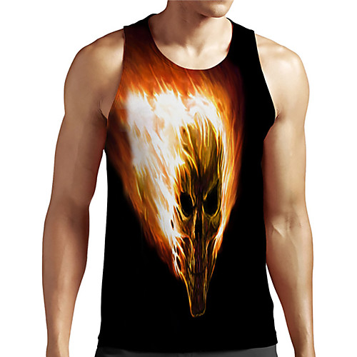 

Men's Unisex Tank Top Undershirt 3D Print Graphic Prints Skull Plus Size Print Sleeveless Casual Tops Basic Designer Big and Tall Black