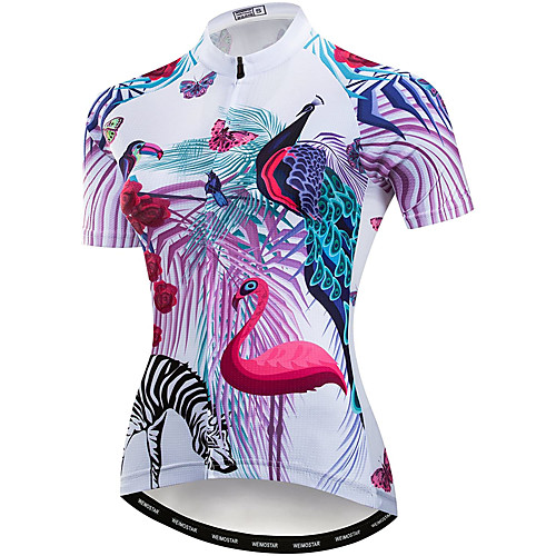

21Grams Women's Short Sleeve Cycling Jersey Summer Spandex Polyester Violet Floral Botanical Animal Bike Jersey Top Mountain Bike MTB Road Bike Cycling Quick Dry Moisture Wicking Breathable Sports