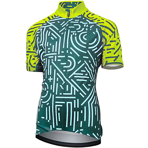 

21Grams Women's Short Sleeve Cycling Jersey Summer Spandex Polyester Yellow Green Stripes Bike Jersey Top Mountain Bike MTB Road Bike Cycling Quick Dry Moisture Wicking Breathable Sports Clothing