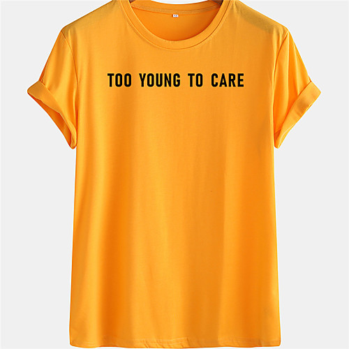 

Men's Unisex Tee T shirt Hot Stamping Graphic Prints Letter Plus Size Short Sleeve Casual Tops 100% Cotton Basic Designer Big and Tall White Yellow Green