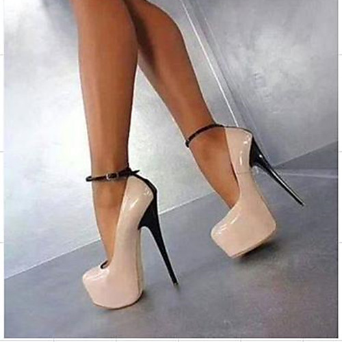 

Women's Heels Stiletto Heel Round Toe Patent Leather Lace-up Polka Dot Nude