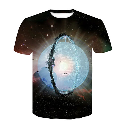 

Men's T shirt Shirt 3D Print 3D Rivet Mesh Short Sleeve Casual Tops Blue Yellow Black / Summer