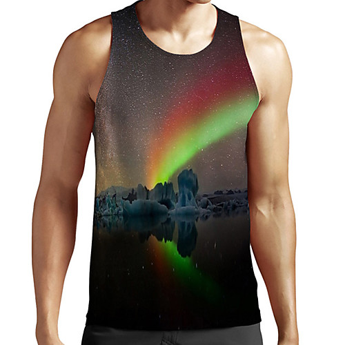 

Men's Unisex Tank Top Undershirt 3D Print Scenery Graphic Prints Plus Size Print Sleeveless Casual Tops Basic Fashion Designer Breathable Rainbow