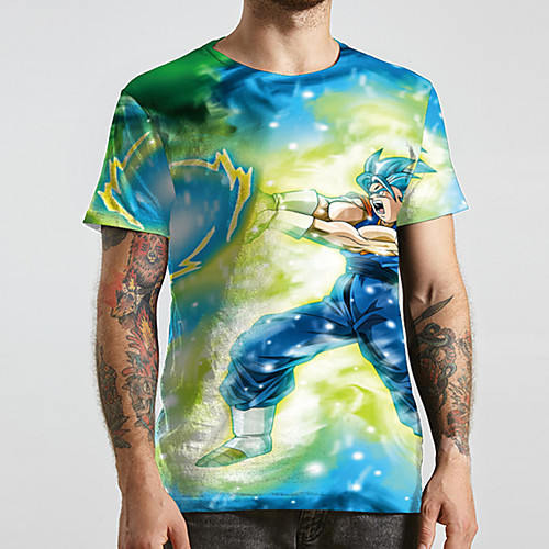

Men's Unisex Tee T shirt Shirt 3D Print Anime Graphic Prints Plus Size Print Short Sleeve Casual Tops Basic Designer Big and Tall Round Neck Green / Summer
