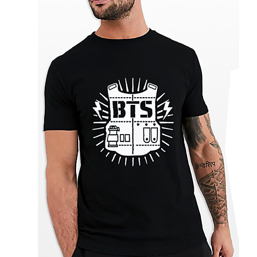 

Men's Unisex Tee T shirt Hot Stamping Graphic Prints Letter Plus Size Print Short Sleeve Casual Tops Cotton Basic Fashion Designer Big and Tall Black