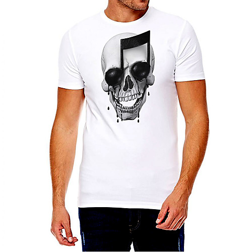 

Men's Unisex Tee T shirt Hot Stamping Graphic Prints Skull Plus Size Print Short Sleeve Casual Tops Cotton Basic Fashion Designer Big and Tall White