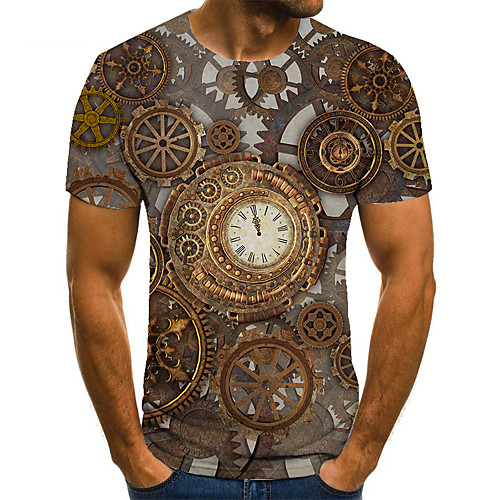

Men's Unisex Tee T shirt 3D Print Graphic Prints Machine Plus Size Print Short Sleeve Casual Tops Basic Fashion Designer Big and Tall Brown