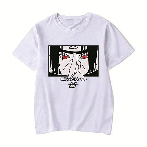 

Men's Unisex Tee T shirt Hot Stamping Anime Graphic Prints Plus Size Naruto Print Short Sleeve Casual Tops Cotton Basic Designer Big and Tall White Black Red