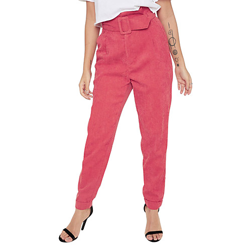 

Women's Fashion Streetwear Comfort Daily Weekend Pants Pants Plain Full Length Classic Red